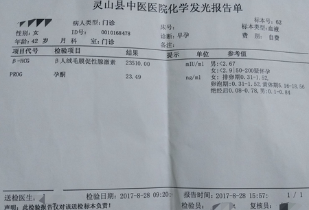 孕妇抽血报告